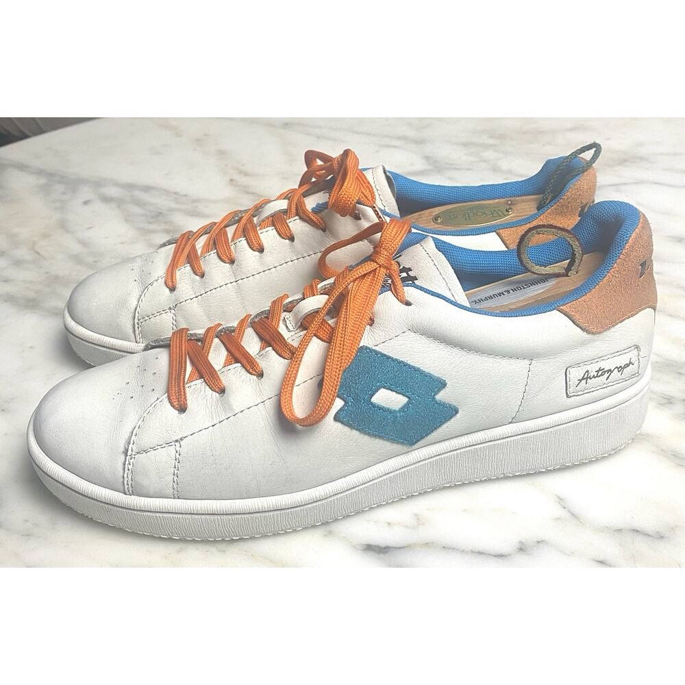 Lotto Leggenda AUTOGRAPH Mens Shoe Size US 9 EU 42 White Leather Teal and Orange